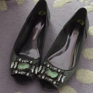 Sparkly silver flats